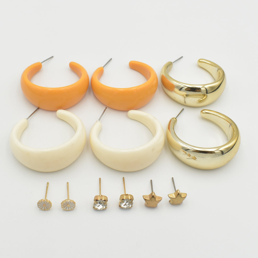 Yellow Acrylic Cubic 6-Pack Earrings