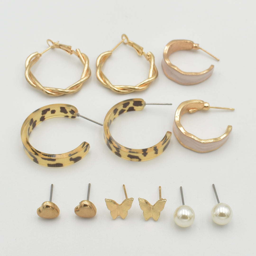 Gold Purple Coated 6-Pack Earrings