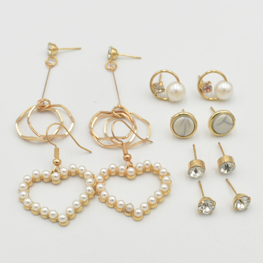 Gold Open Heart 6-Pack Earrings