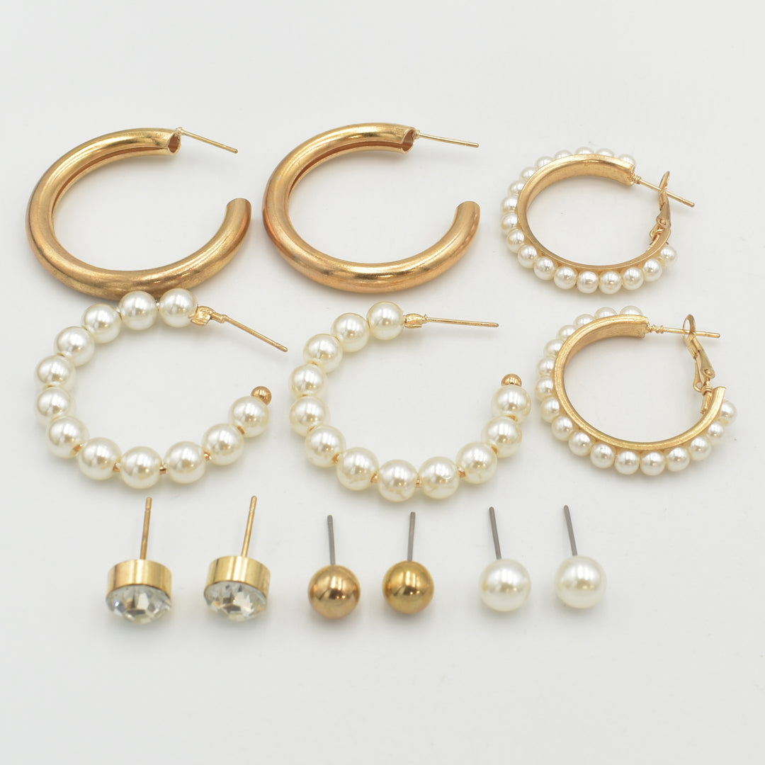 Gold Pearl 6-Pack Earrings
