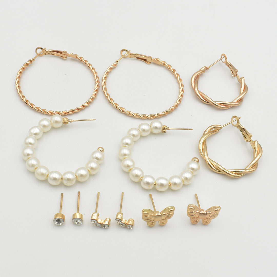 Gold Textured Butterfly 6-Pack Earrings