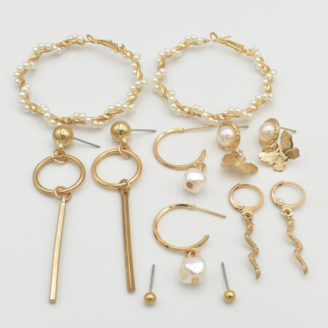 Gold Statement Drop 6-Pack Earrings