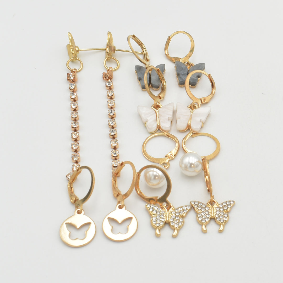 Gold Butterfly Huggies 6-Pack Earrings