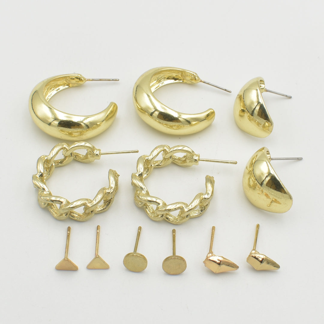 Gold Bubble Hoop 6-Pack Earrings