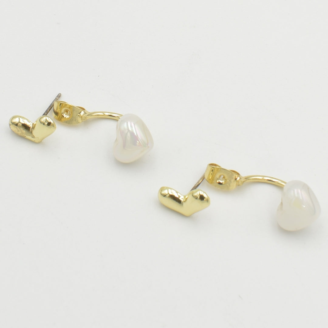 Gold Heart Dainty Stud Earrings