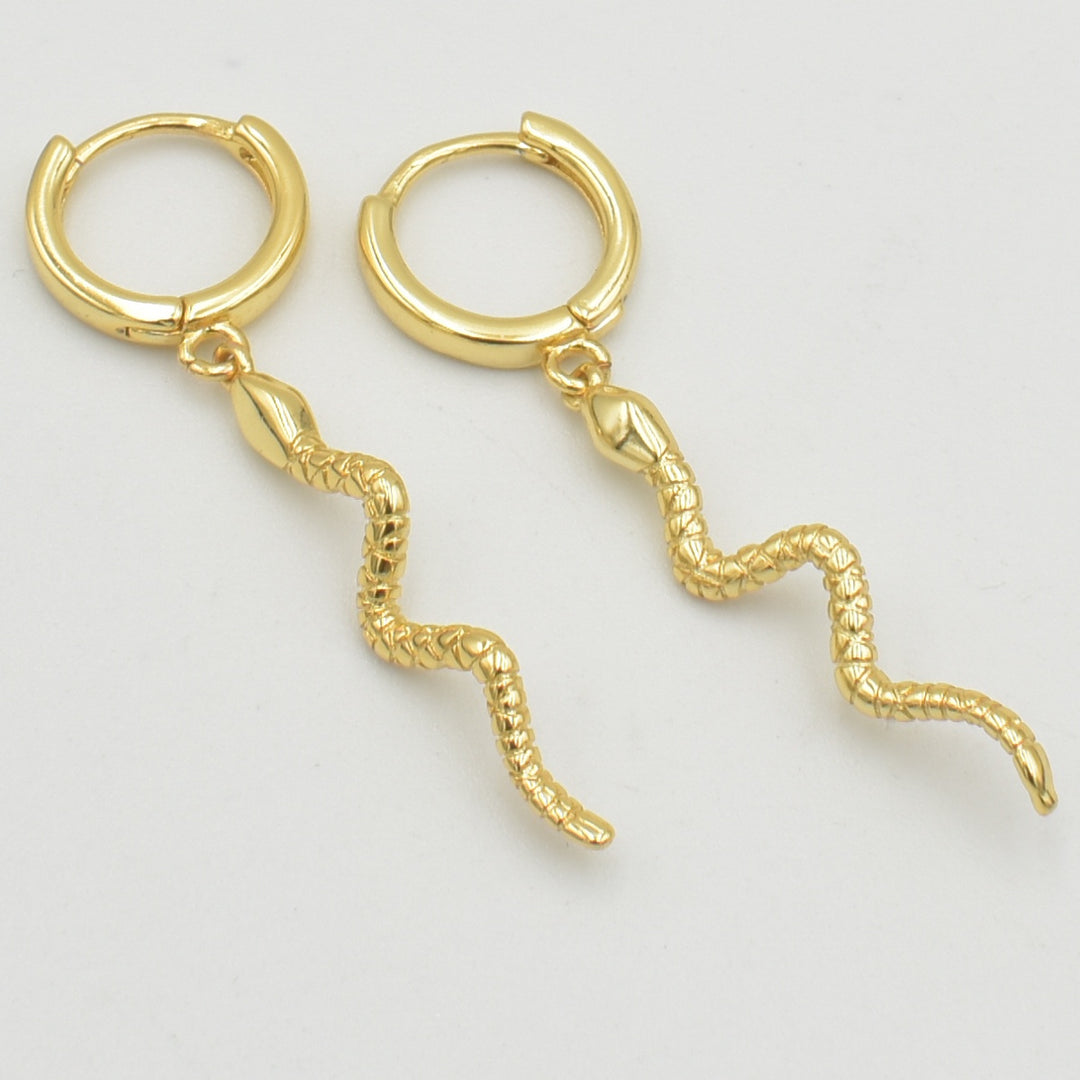 Gold Snake Huggies Earrings
