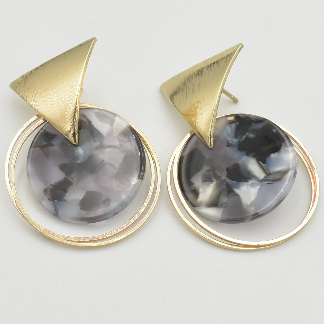 Gold Tri Elegant Drop Earrings