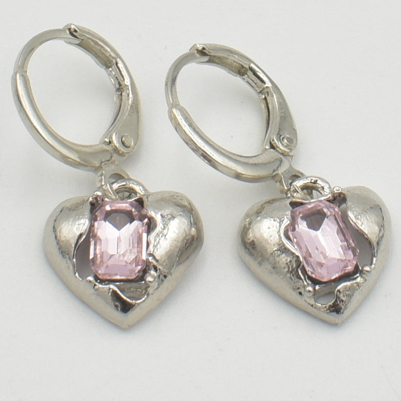 Silver Heart Huggies Earrings