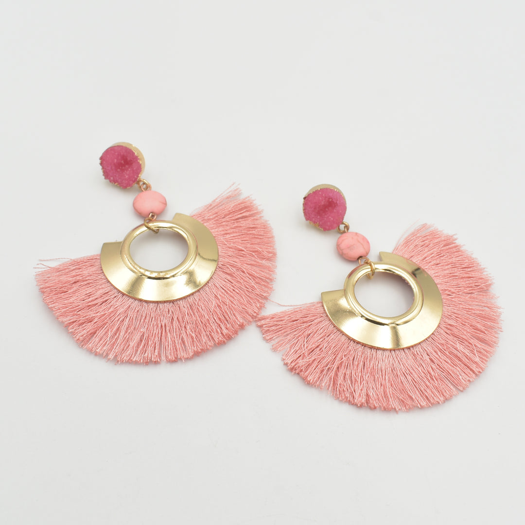 Pink Fluffy Drop Earrings