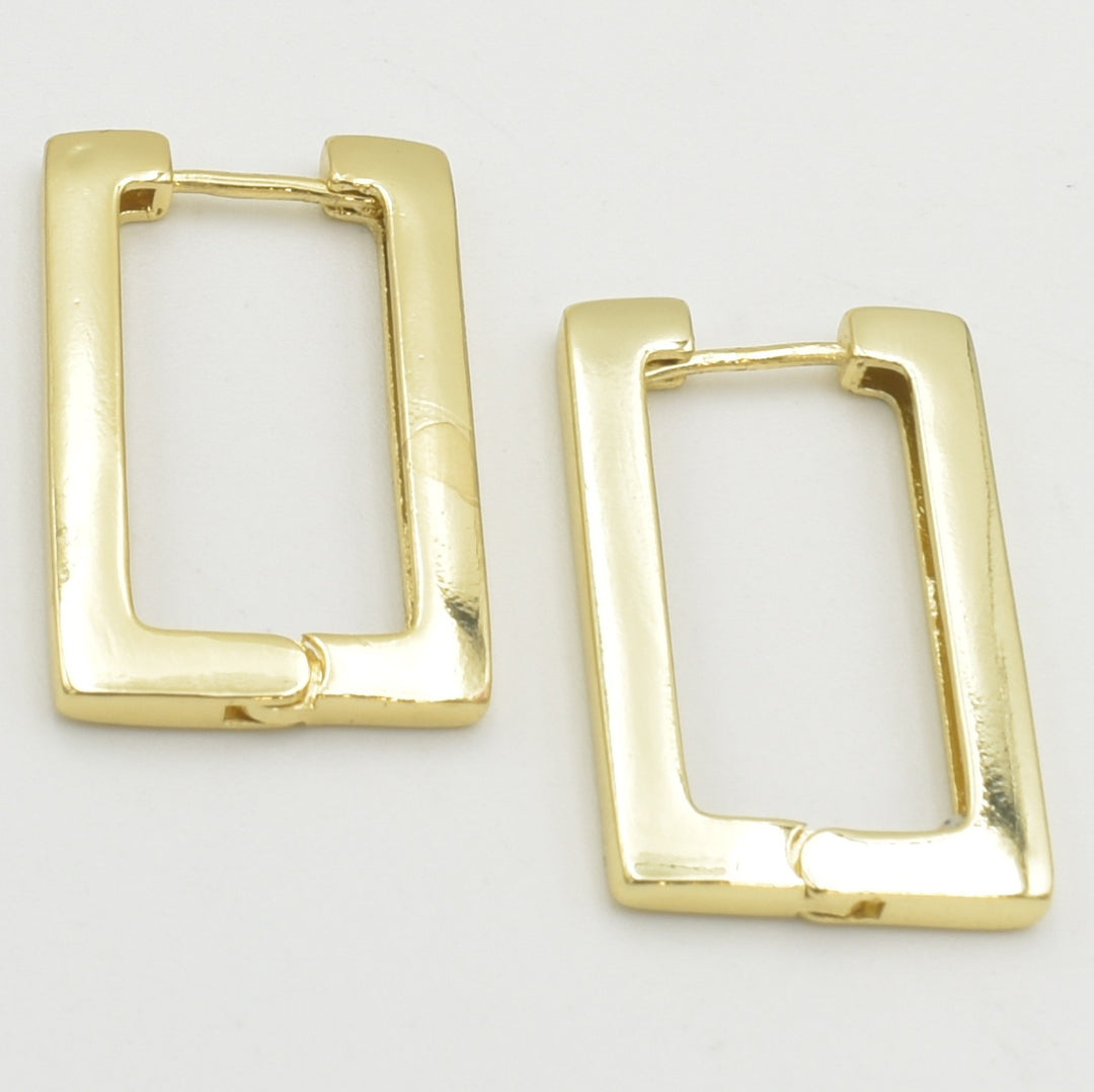 Gold Medium Rectangle Hoop Earrings