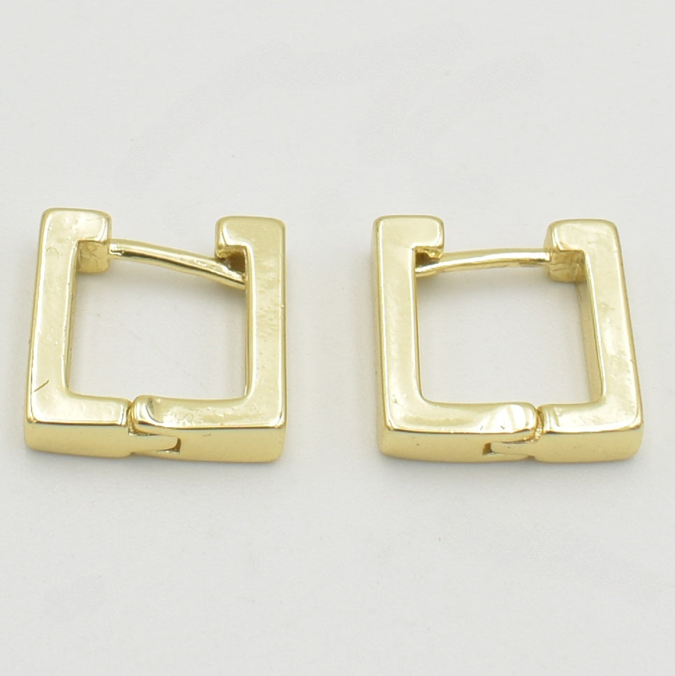 Gold Square Plain Hoop Earrings