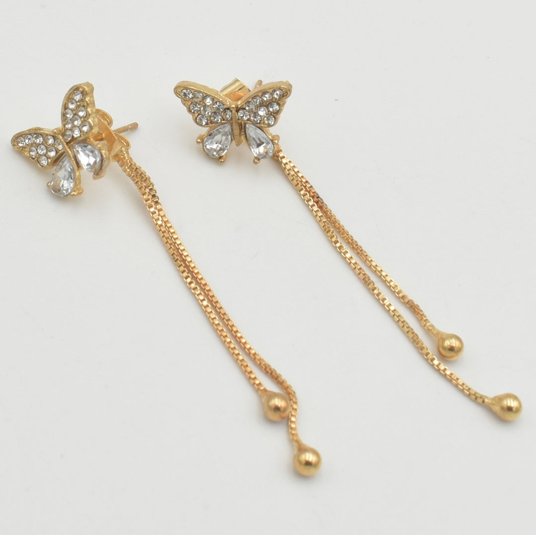 Butterfly Diamante Drop Earrings