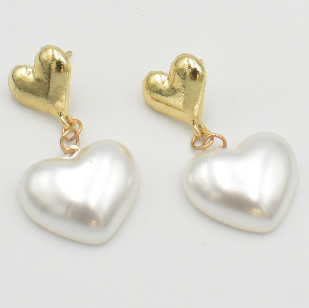 Gold Heart Drop Earrings