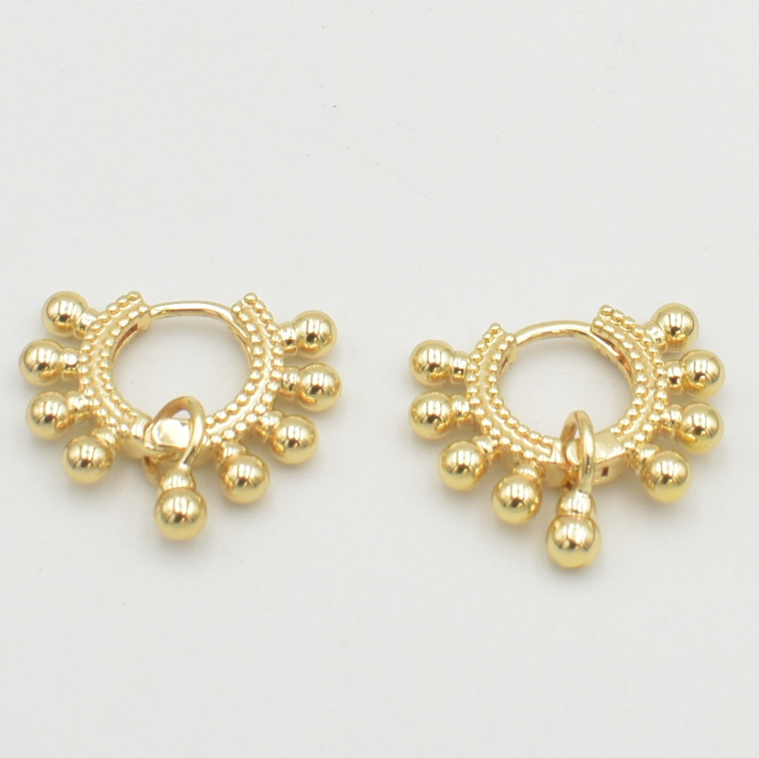 Gold Balls Stylish Huggie Earrings