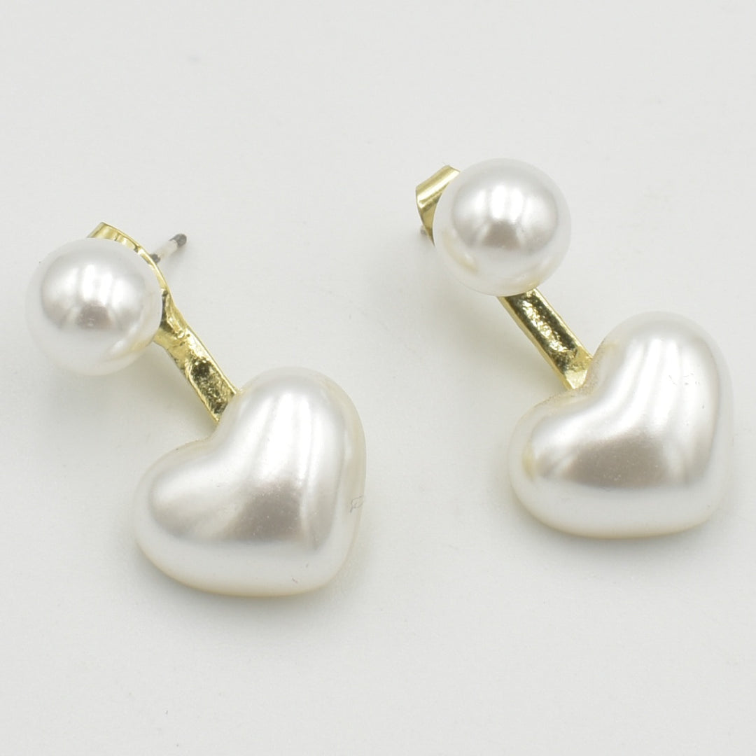 Pearl Heart Drop Earrings