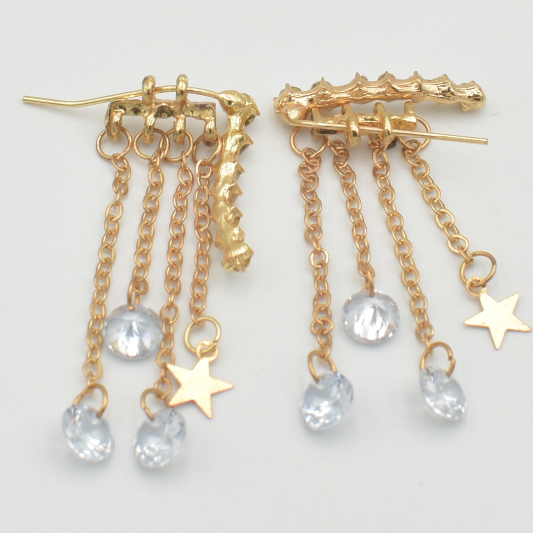 Gold Star Hanging Drop Earrings