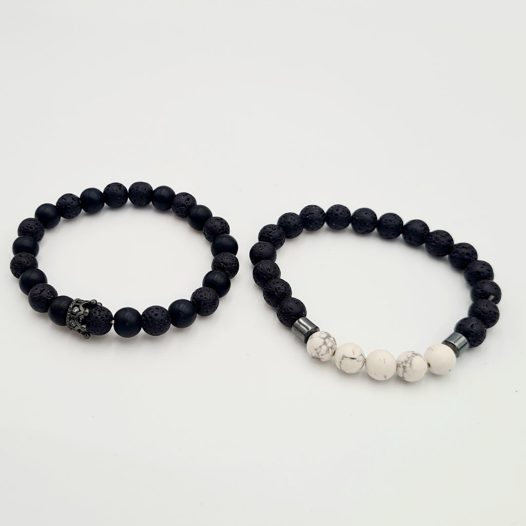 Black and White Beaded 2-Pack Bracelets