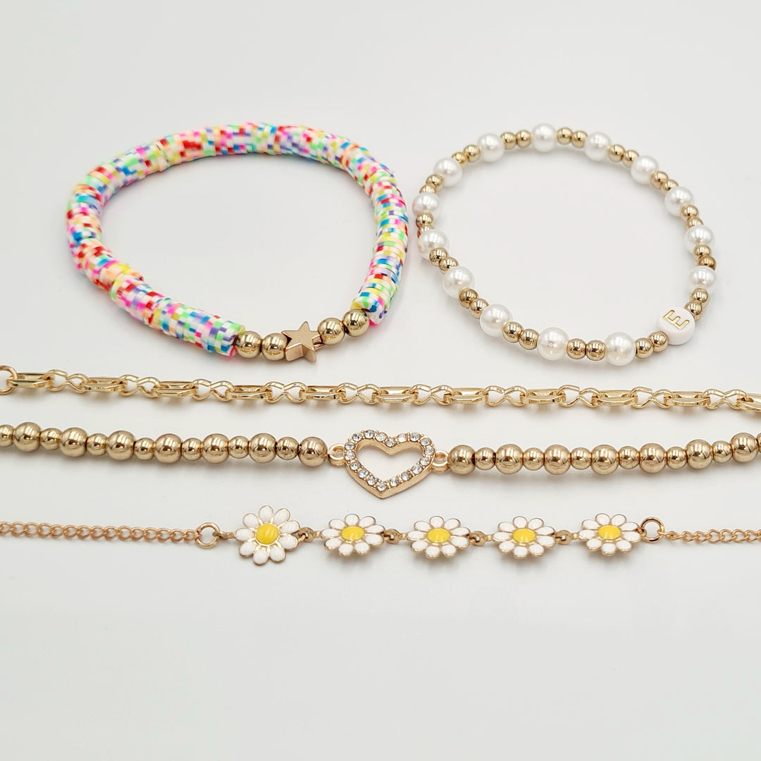 Gold Flower Heart Bracelet