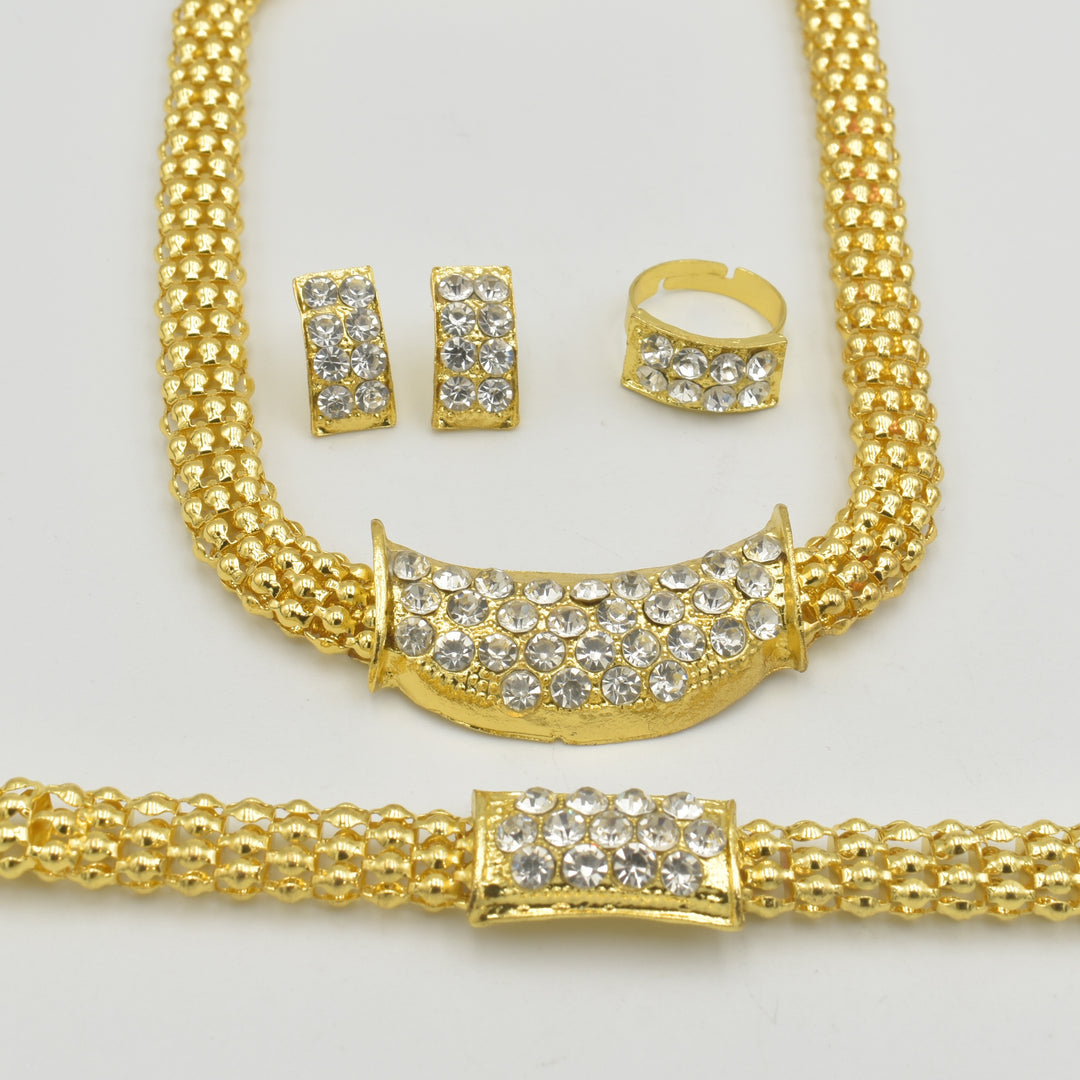 Gold Rope Diamante Chain Necklace Set