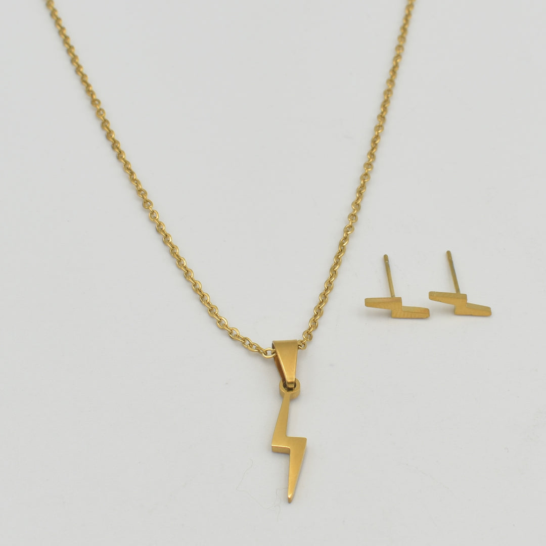 Gold Thunder Pendant Necklace Set