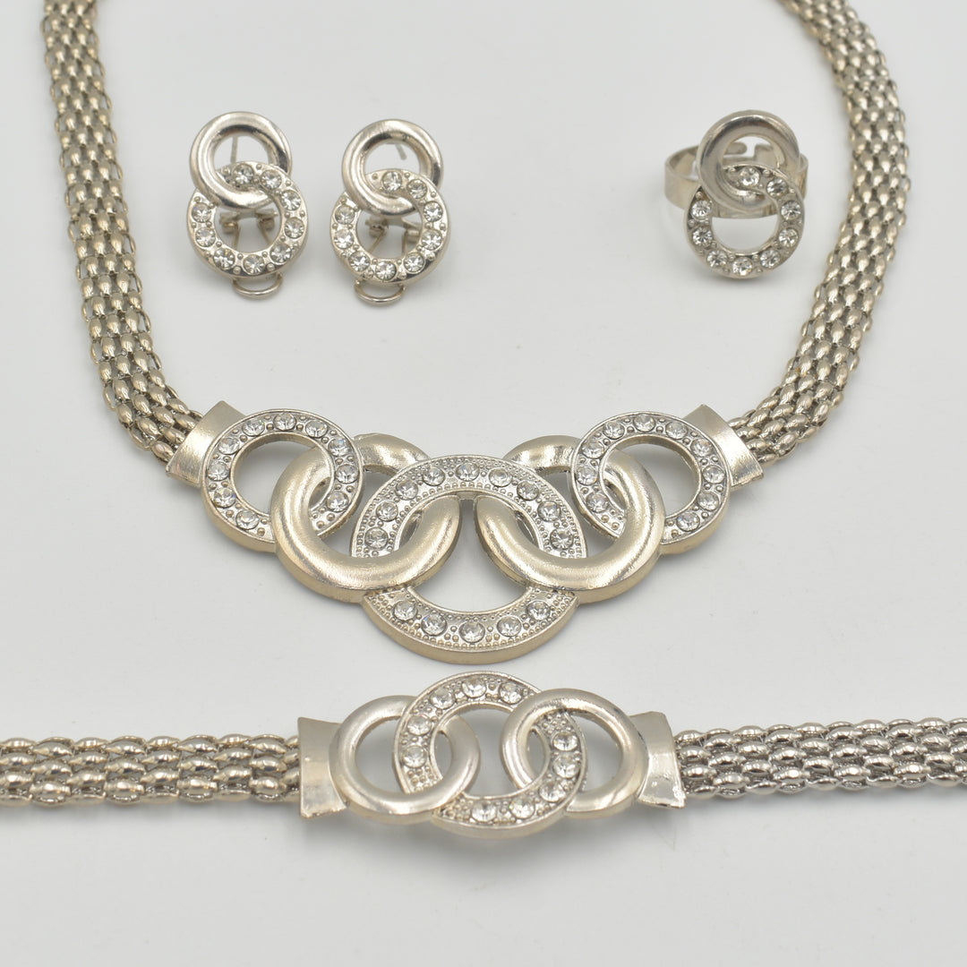 Silver Rope Chain Stylish Necklace Set