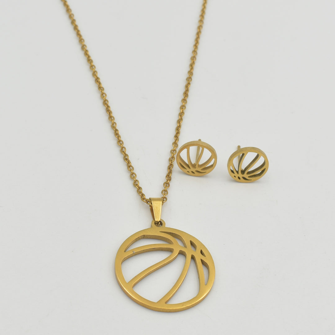 Gold Baseball Necklace Set