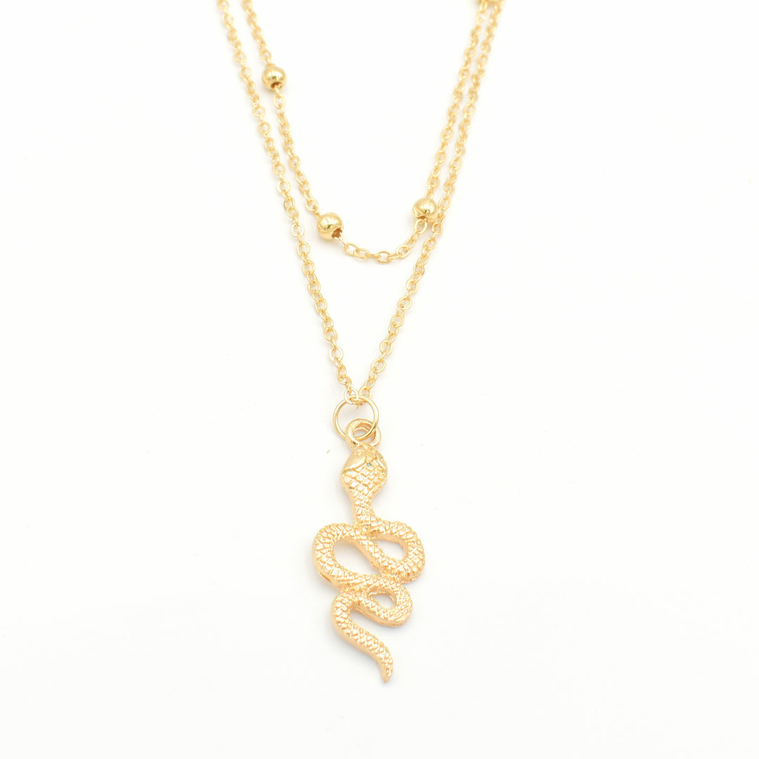 Gold Snake Ball Dainty Necklace