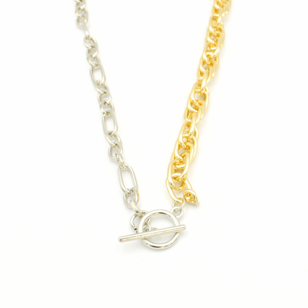 Two Tone T-Cross Necklace