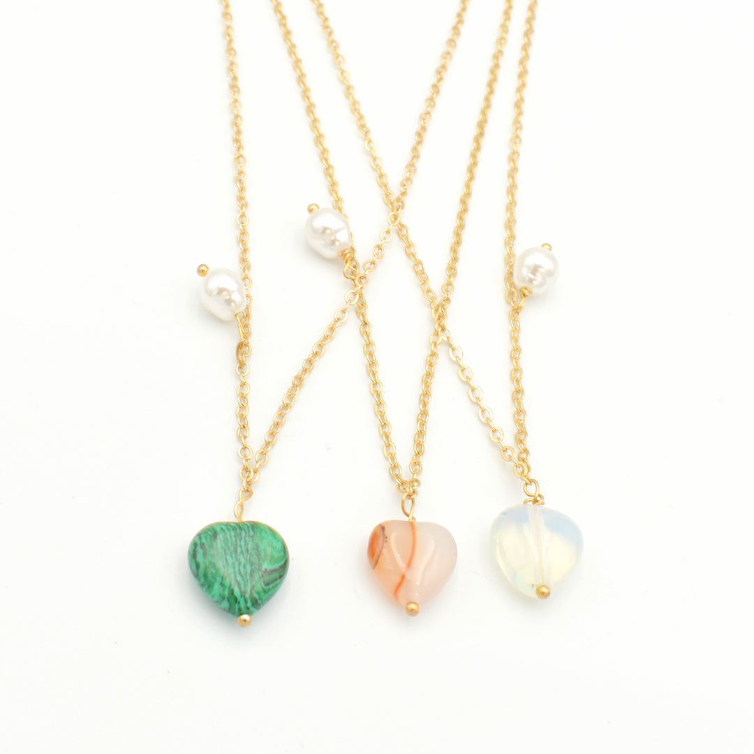 Gold Acrylic Heart 3-Pack Necklaces