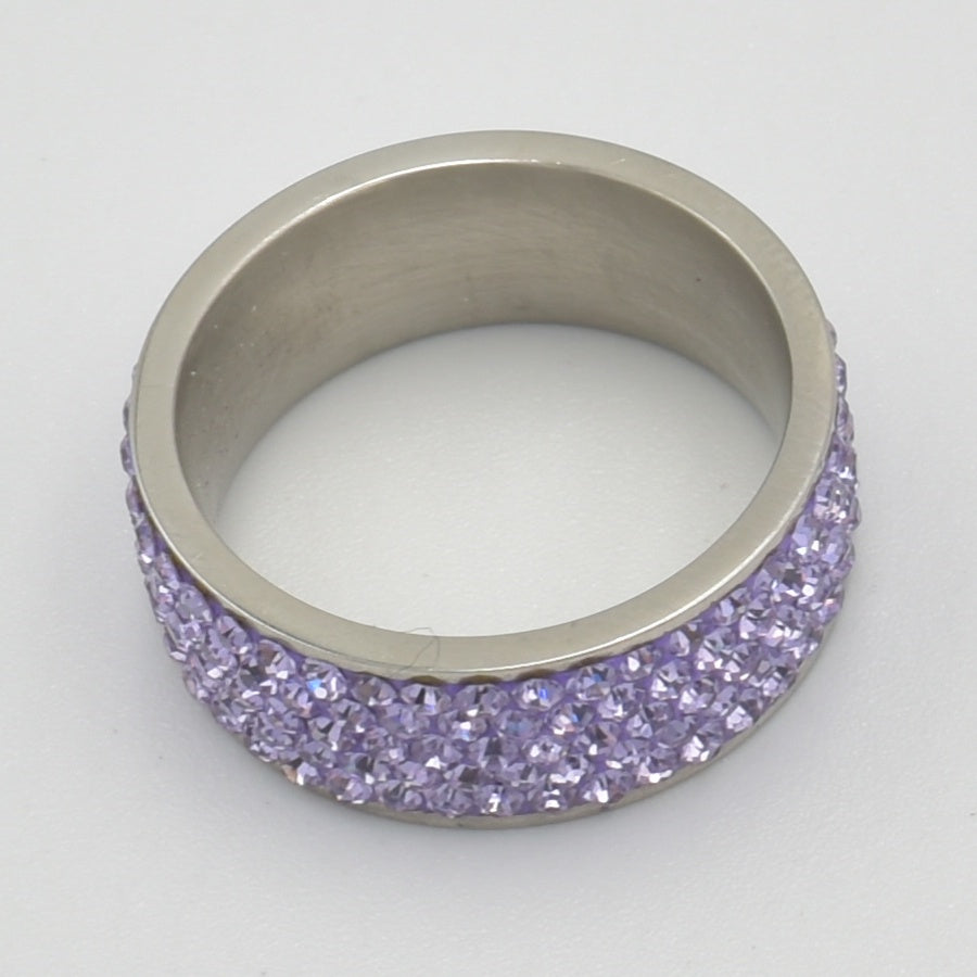 Silver Purple Glitter Ring