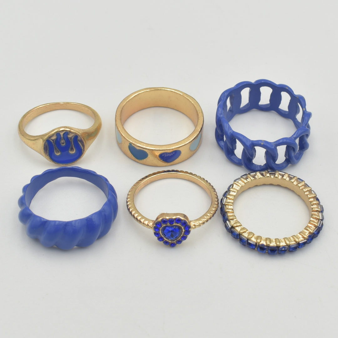 Blue Band Heart 6-Pack Rings