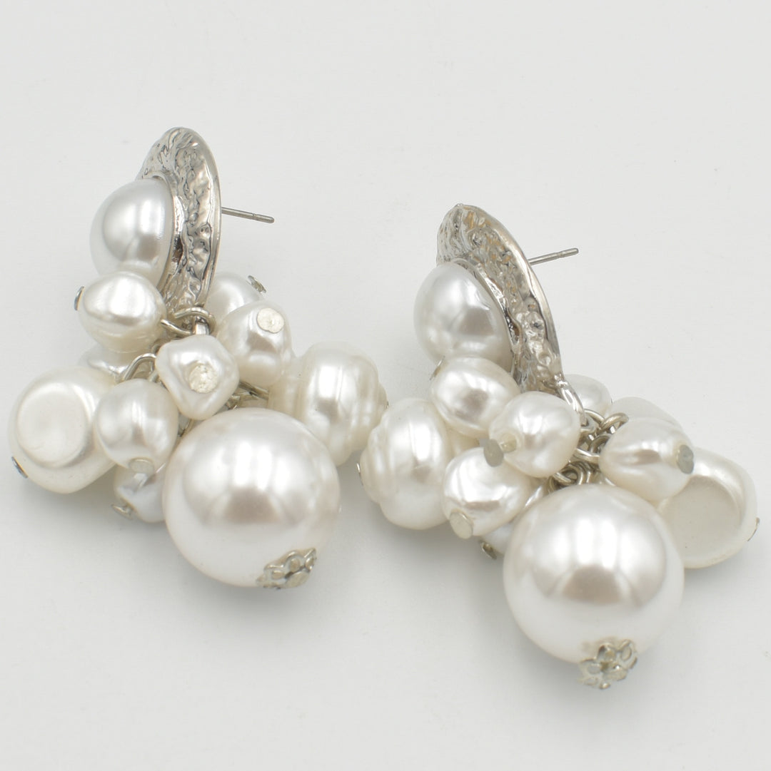 Silver Pearl Chuncky Drop Earrings