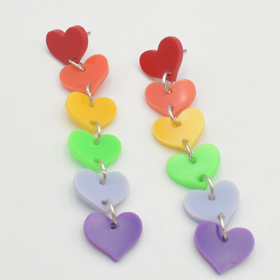 Multicoloured Heart Drop Earrings