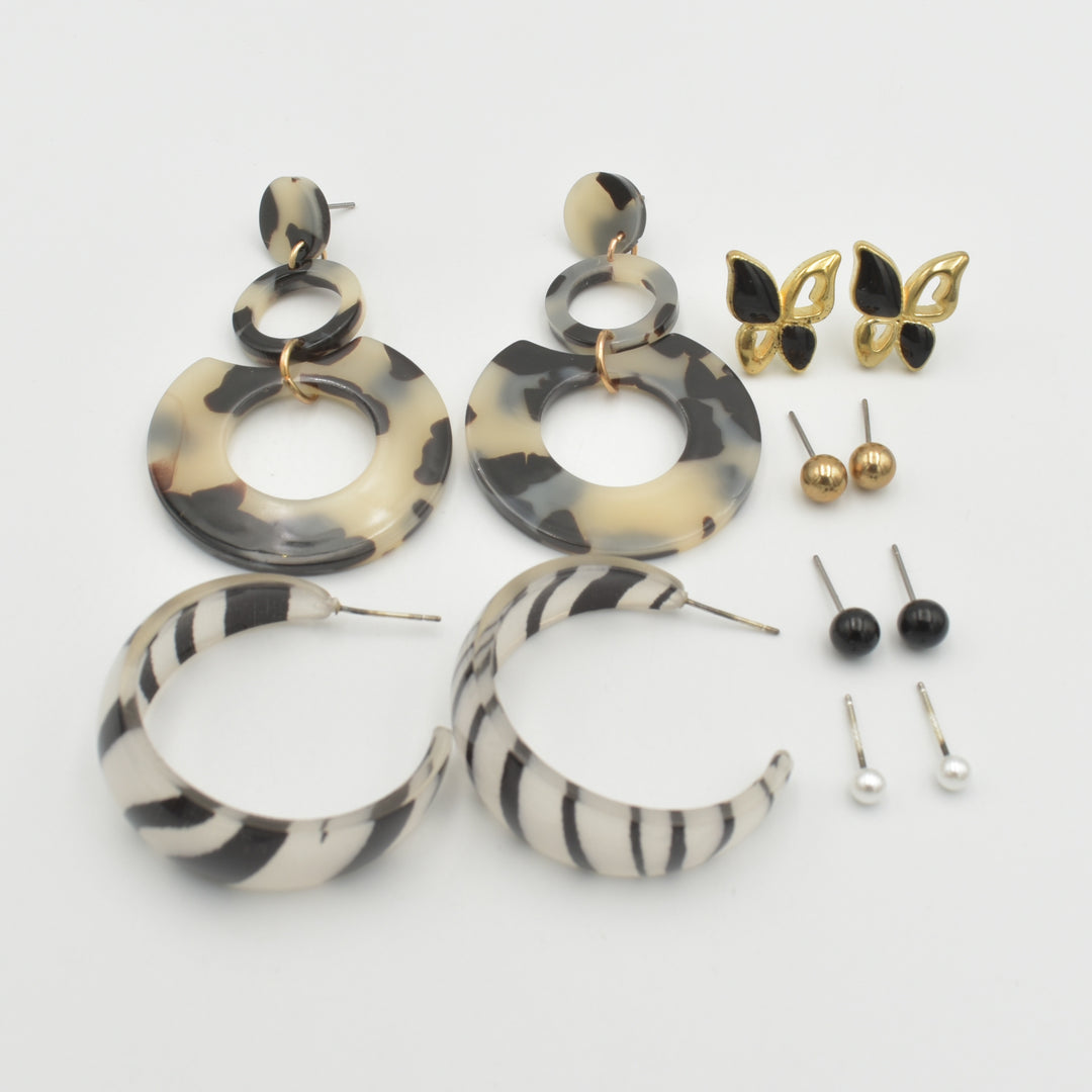 Acrylic Zebra Print 6-Pack Earrings