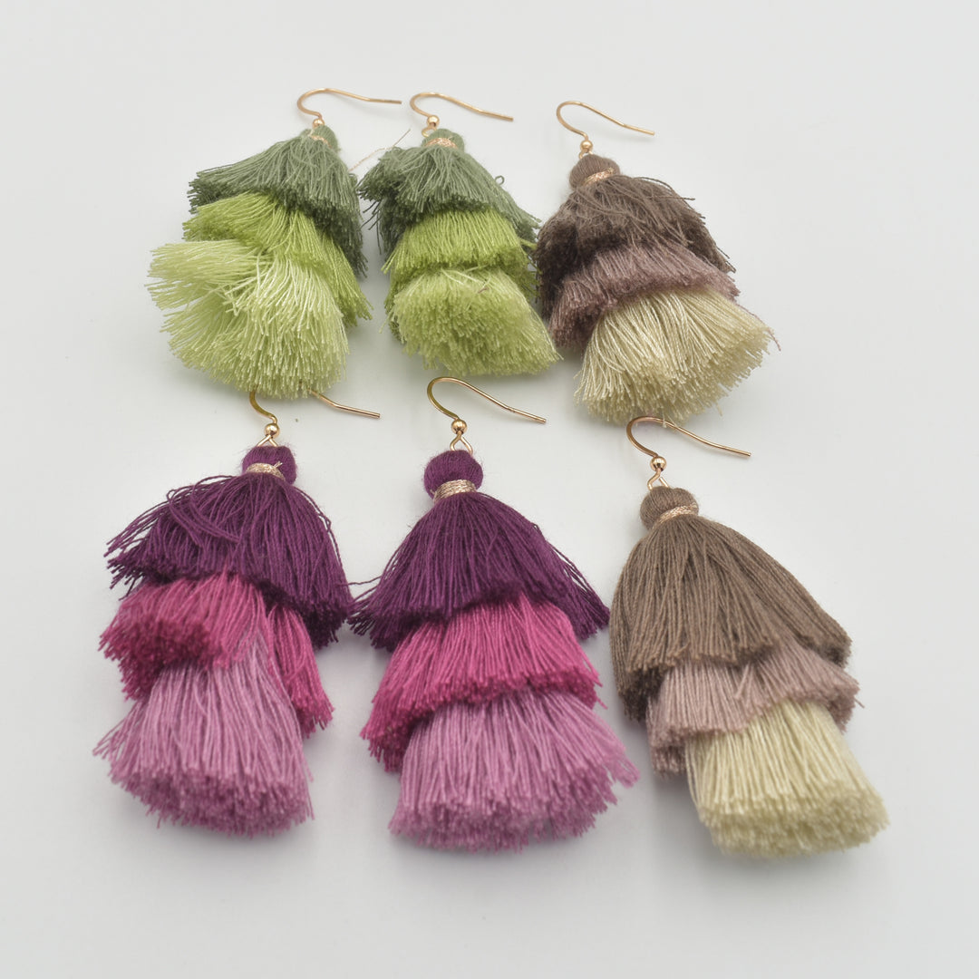 Fluffy Pack with Green 3-Pack Drop Earrings