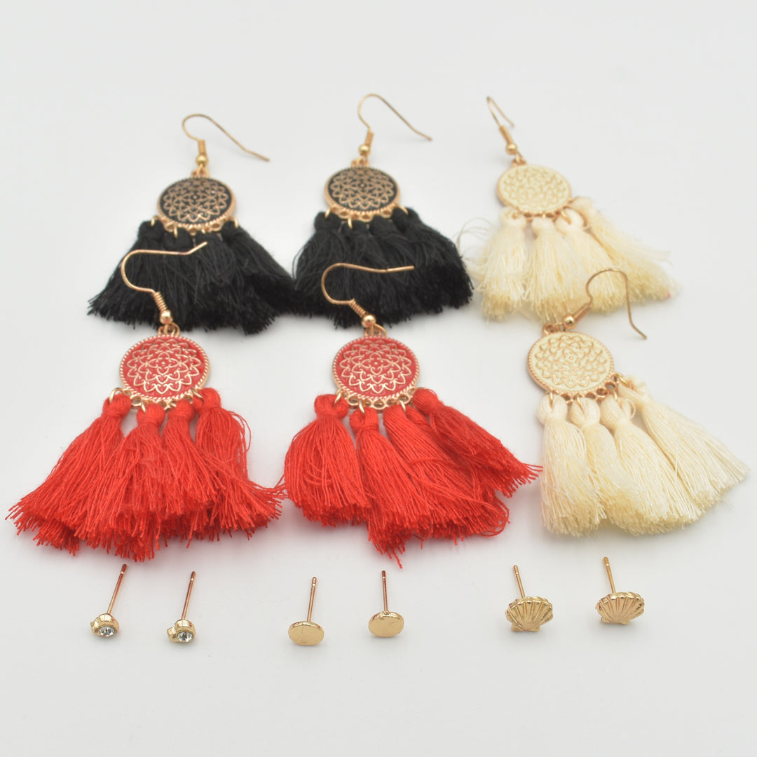 Fluffy Designed 6-Pack Drop Earrings