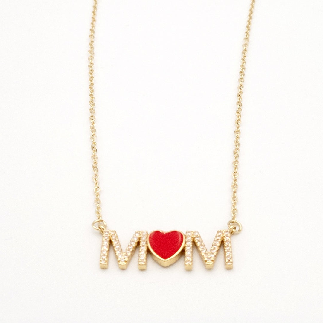 Gold MOM Heart Necklace