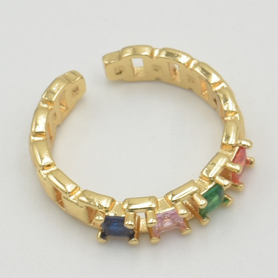 Gold Rainbow Block Ring