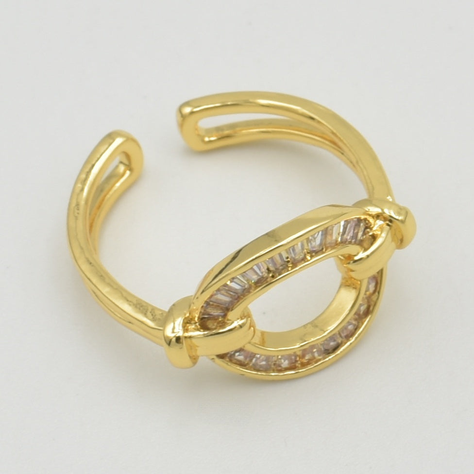 Gold Crystal Circle Ring