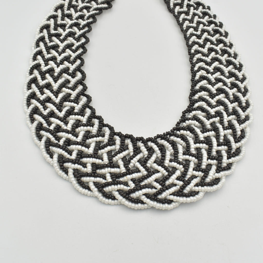 Black & White Beaded Crafted Necklace