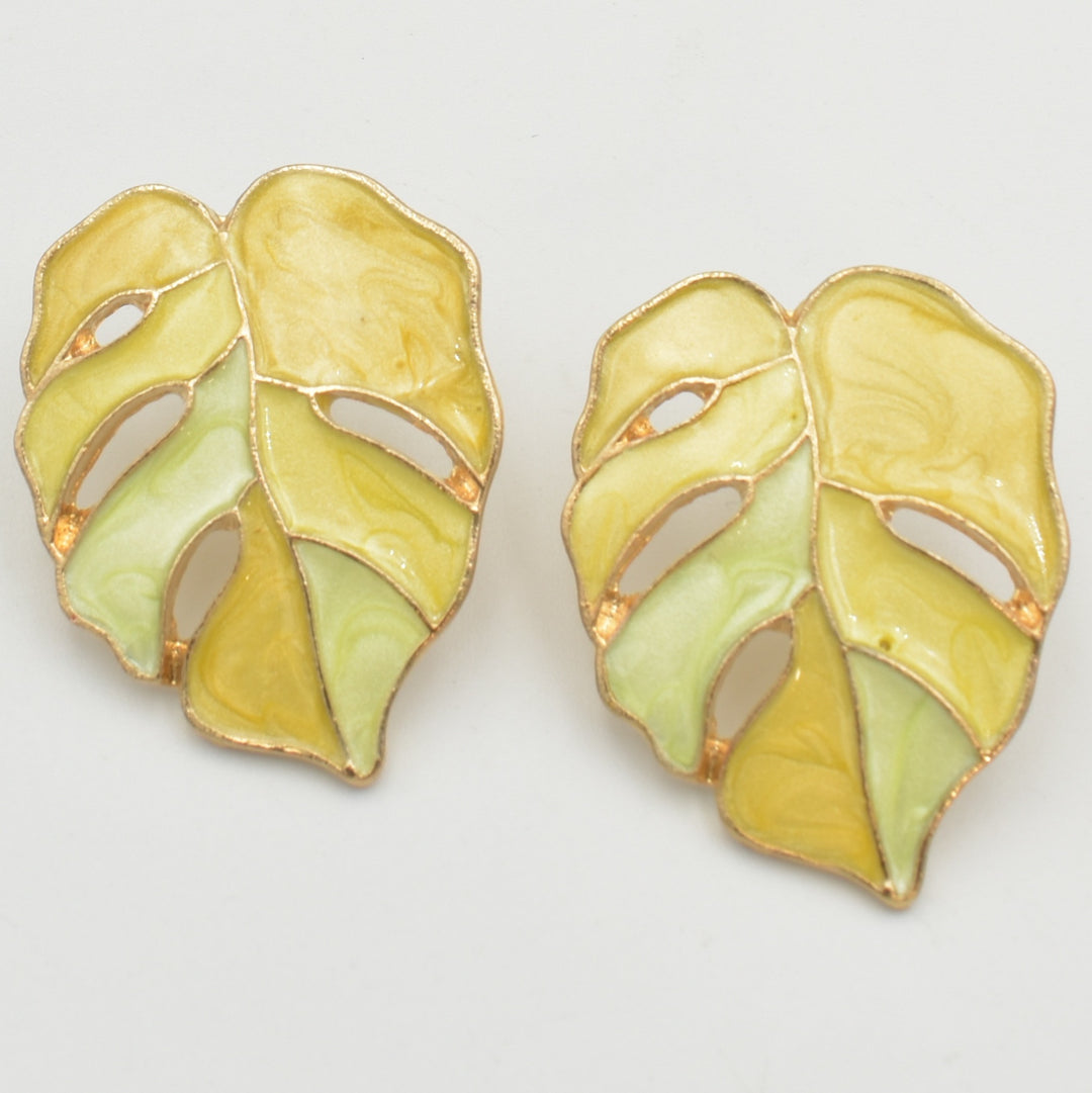 Yellow Leaf Drop Earrings