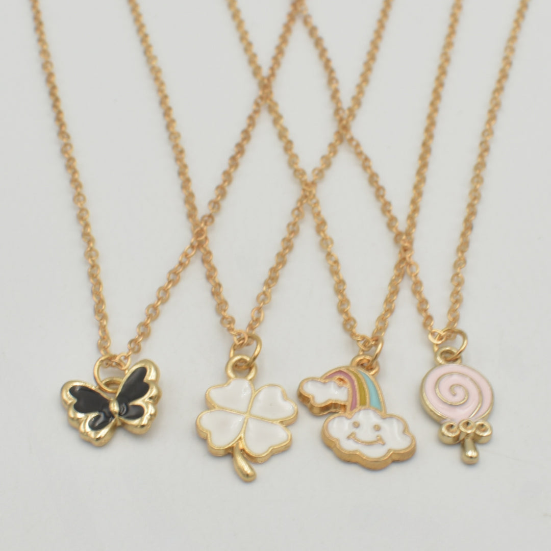Kids Flower Coated Multicoloured 4-Pack Necklaces
