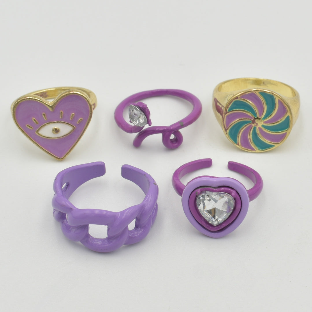 Purple Heart Curb Band 5-Pack Rings
