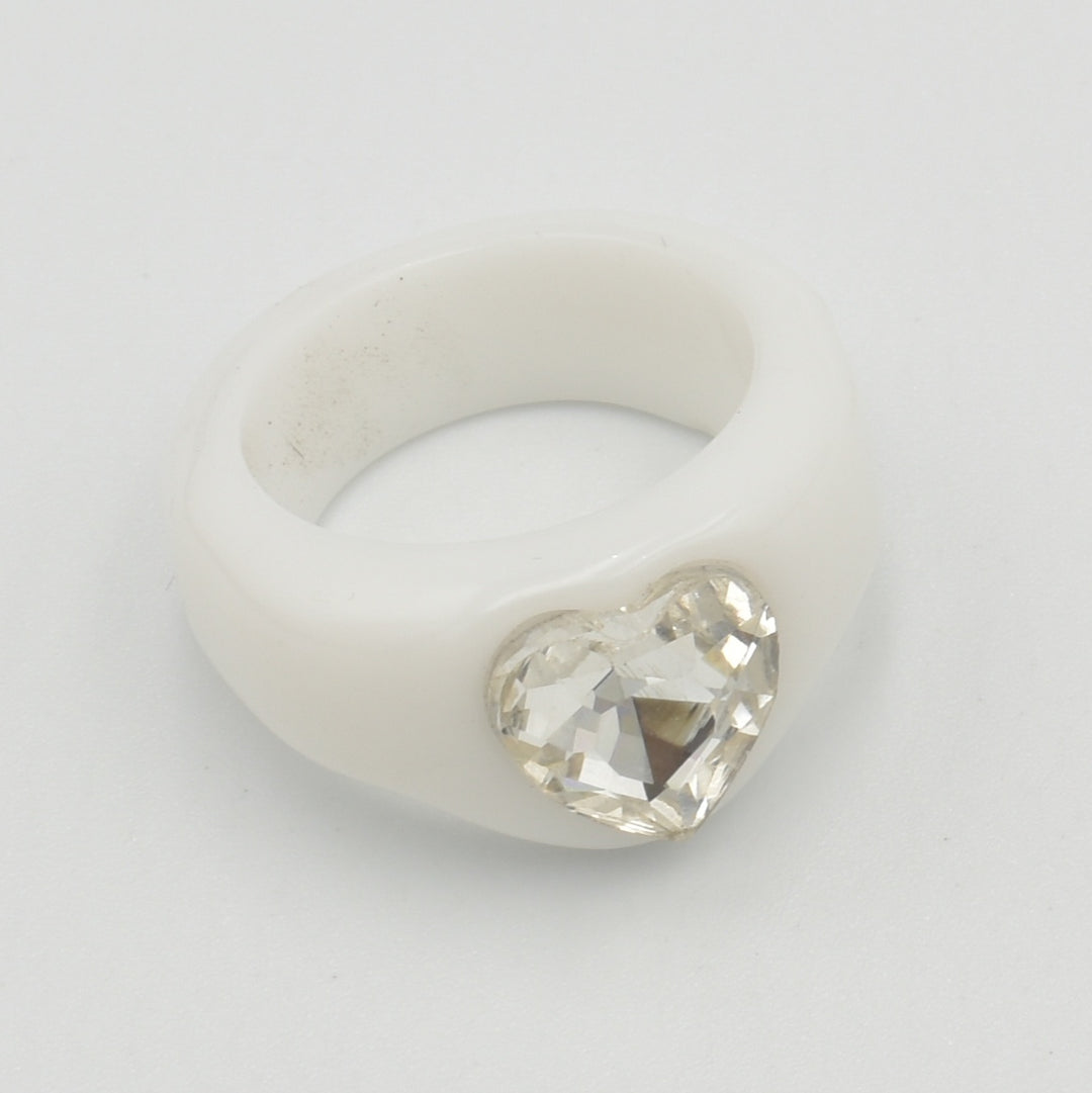 White Acrylic Solid Band Ring