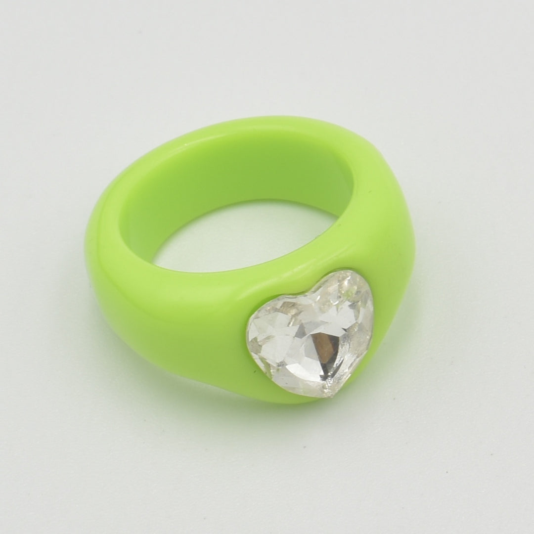 Green Acrylic Solid Band Ring69