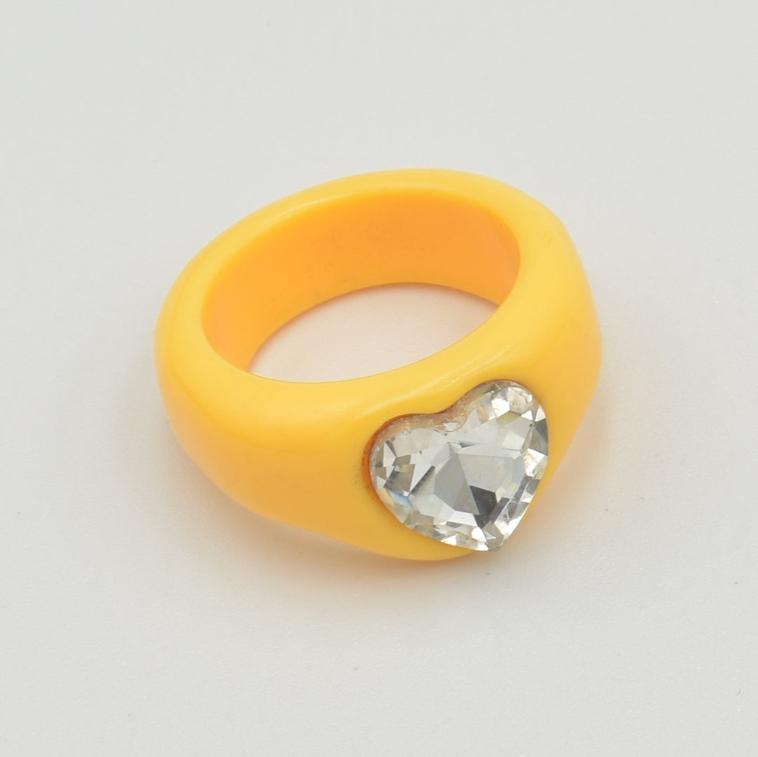 Yellow Acrylic Solid Band Ring