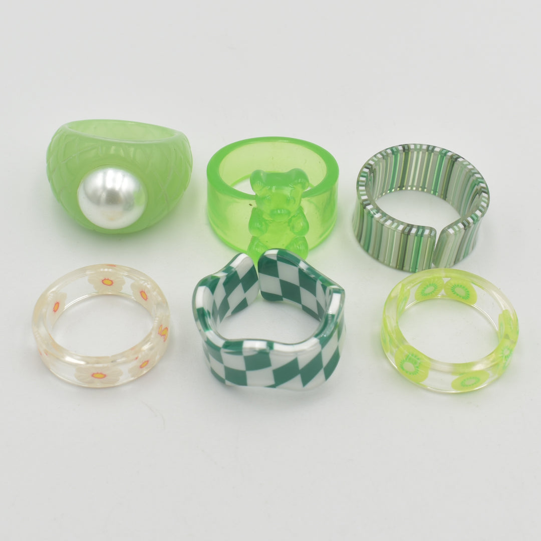 Green Bear Acrylic 6-Pack Rings