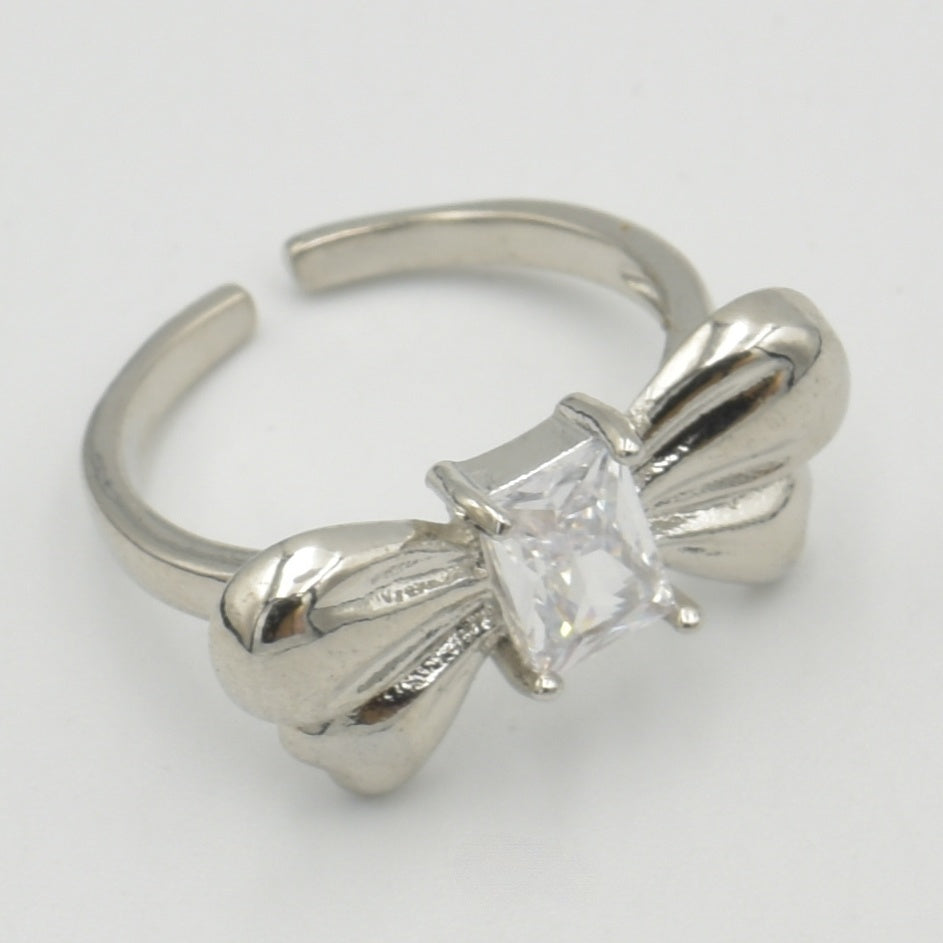 Silver Cubic Zirconia Bow Ring