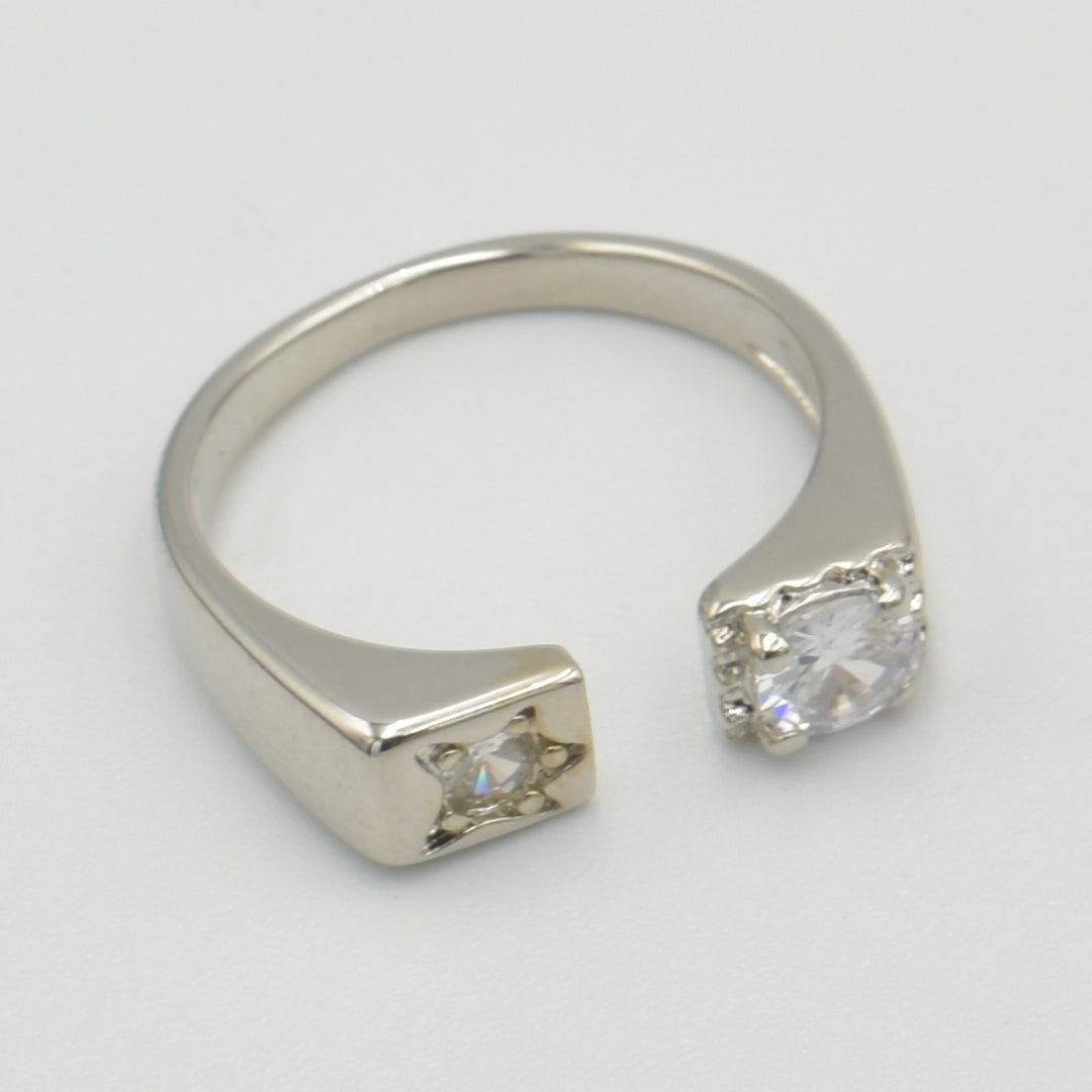 Silver Open Clear Sphere Ring99