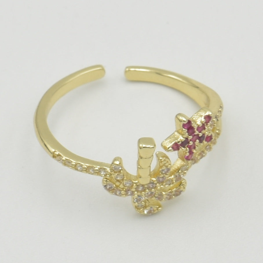 Gold Jewels Leaf Ring